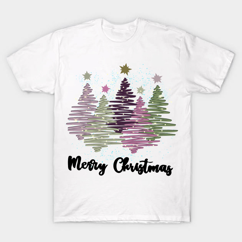 Merry Christmas Colorful Trees Nurse T-Shirt