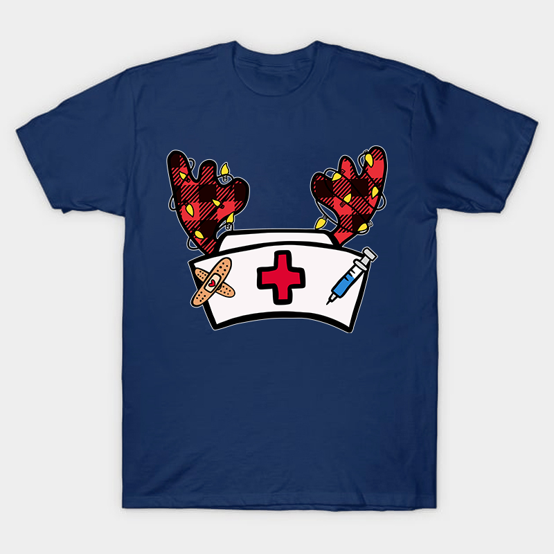 Christmas Elk Nurse Hat Nurse T-Shirt
