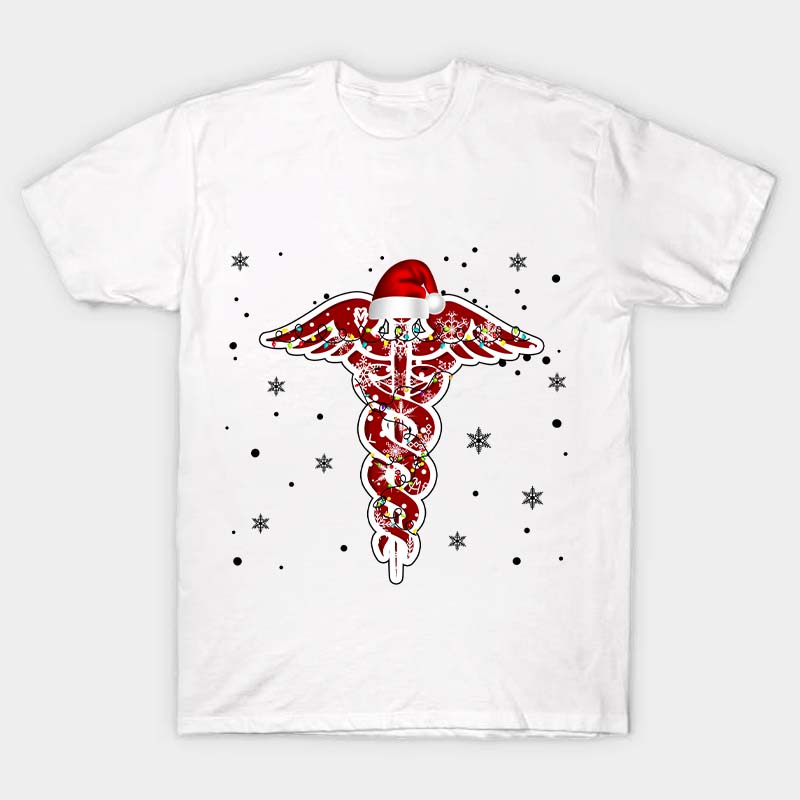 Christmas Rod of Asclepius Nurse T-Shirt