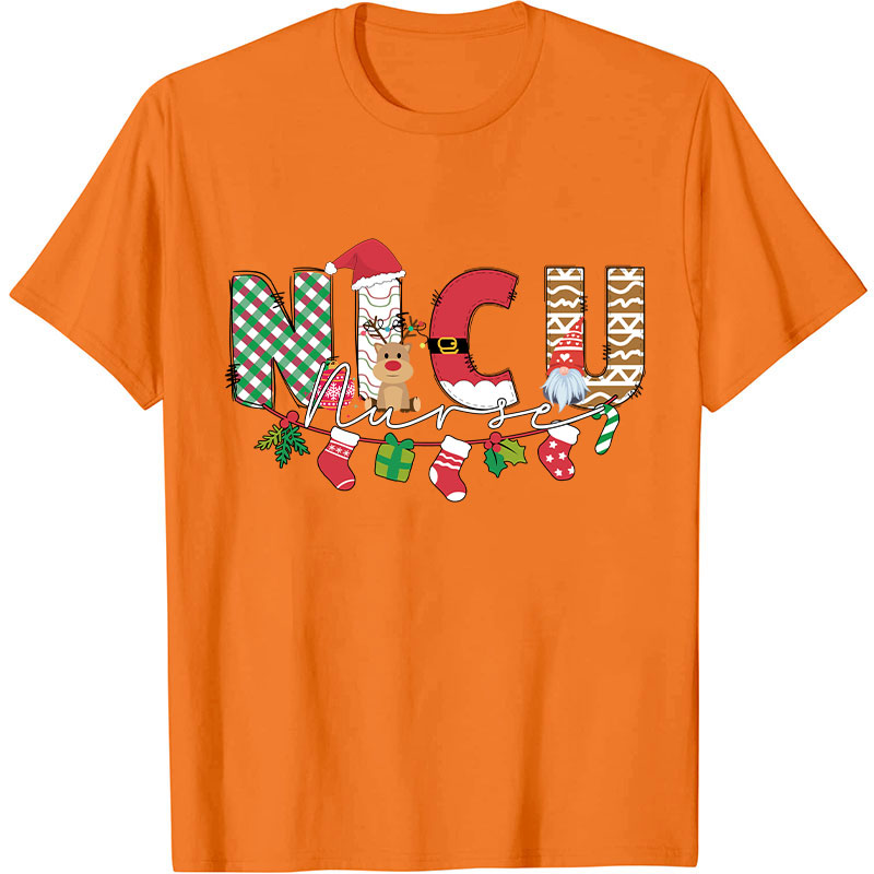 Personalized Cute Christmas Elements Nurse T-Shirt
