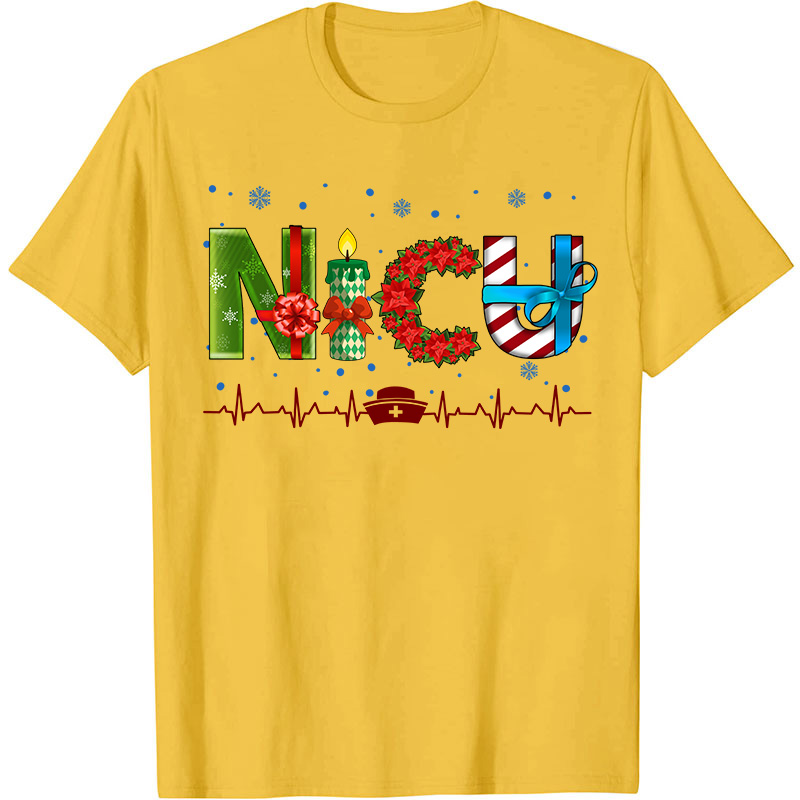 Personalized Christmas Elements Letters Nurse T-Shirt