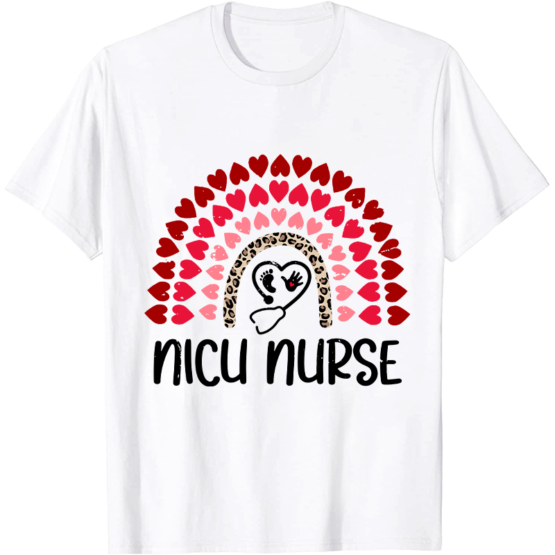 Heart Rainbow Nicu Nurse T-Shirt