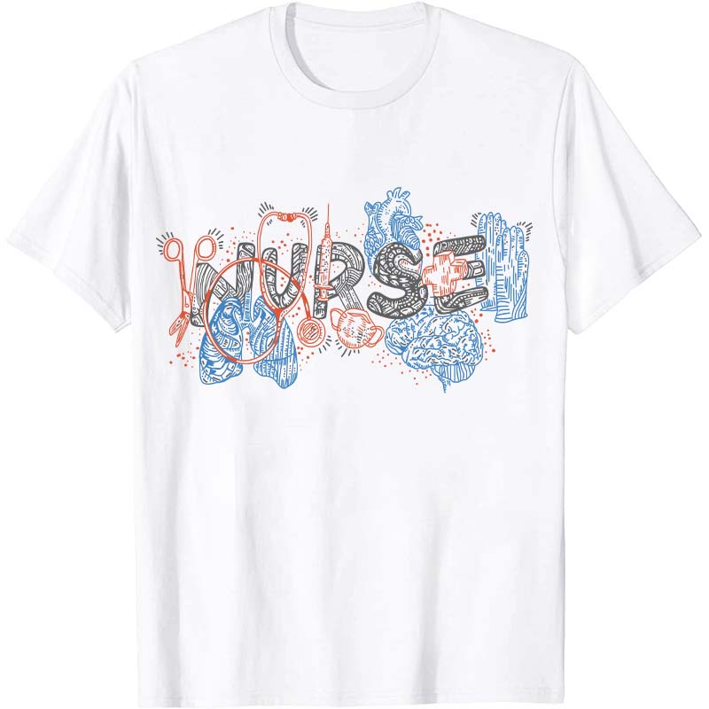 Floral Anatomy Line Nurse T-Shirt