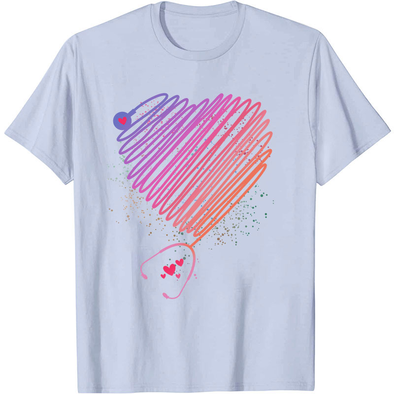 Colorful Love Stethoscope Nurse T-Shirt