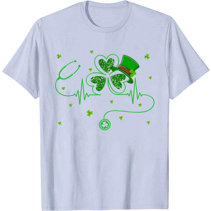 St Patrick's Day Shamrock Stethoscope Nurse T-Shirt