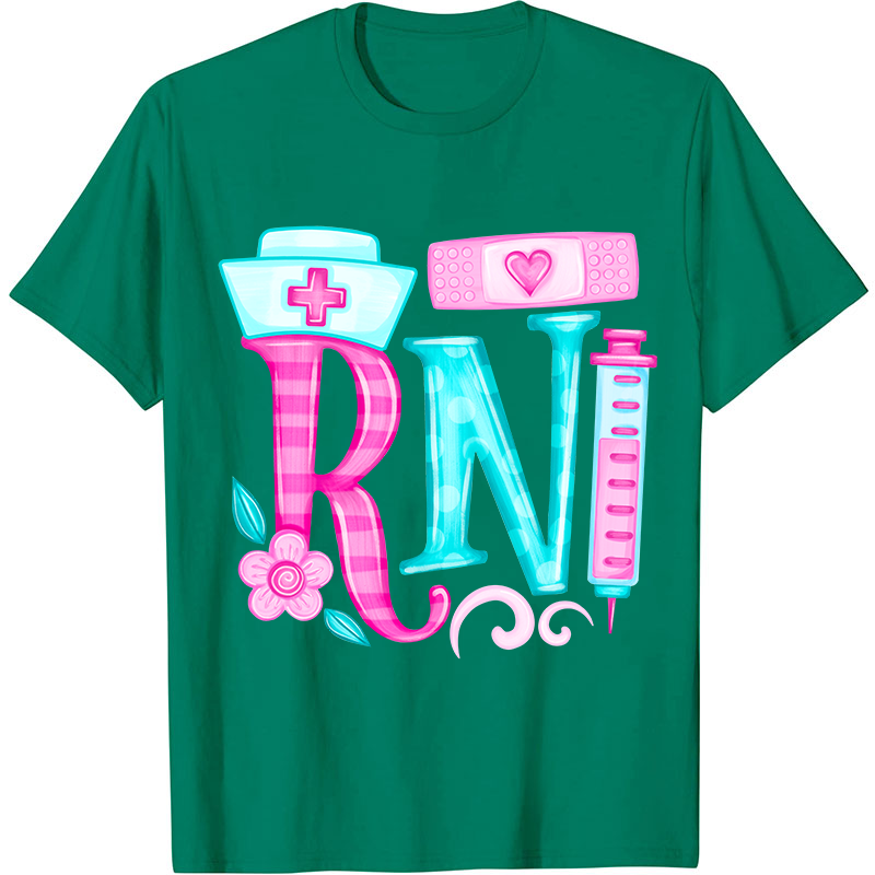 Personalized Job Title Pink Flower Nurse T-Shirt