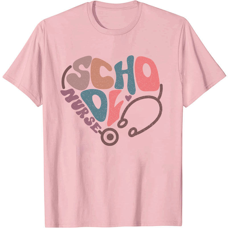 School Nurse Heart Stethoscope Nurse T-Shirt