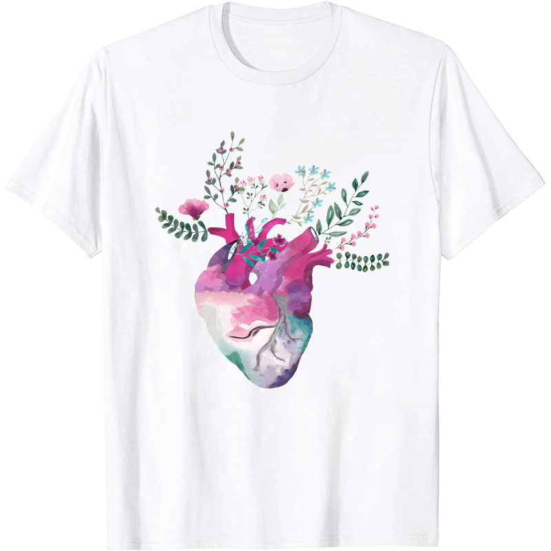 Flowers On The Heart Cardiac Nurse T-Shirt