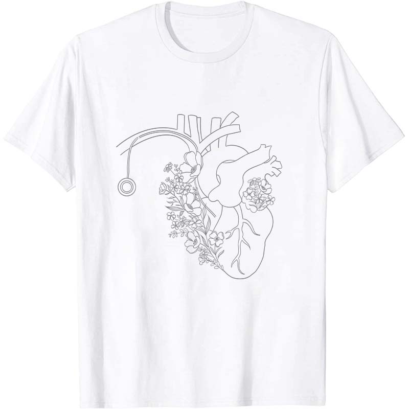 Blooming Flower Heart Nurse T-Shirt