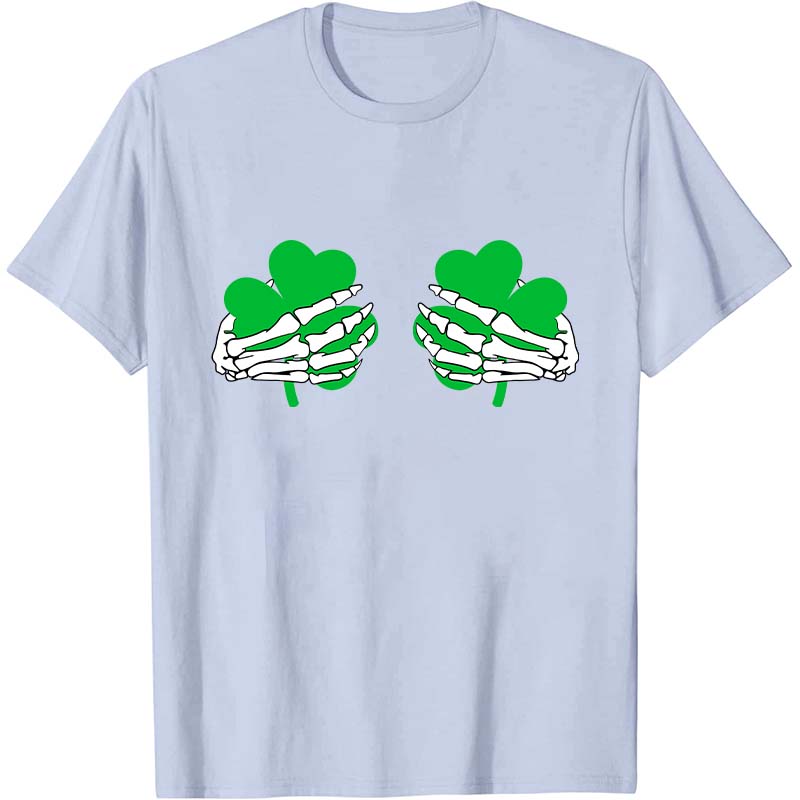 Shamrock Hand Skeleton Nurse T-Shirt