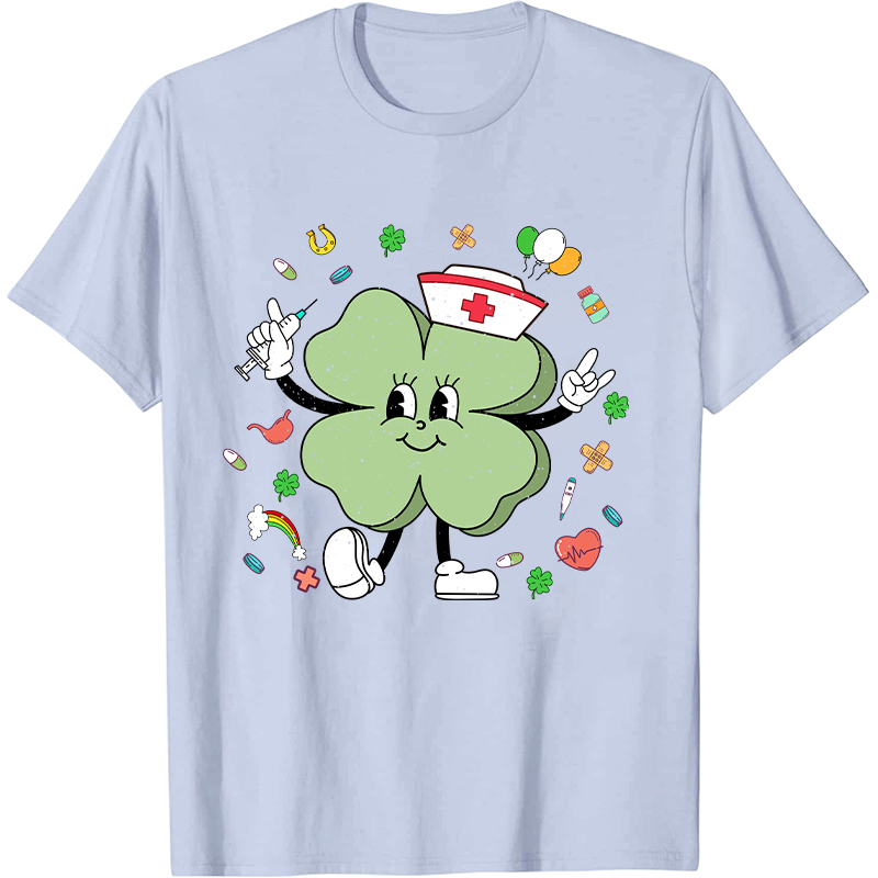St Patricks Day Cute Clover Nurse T-Shirt