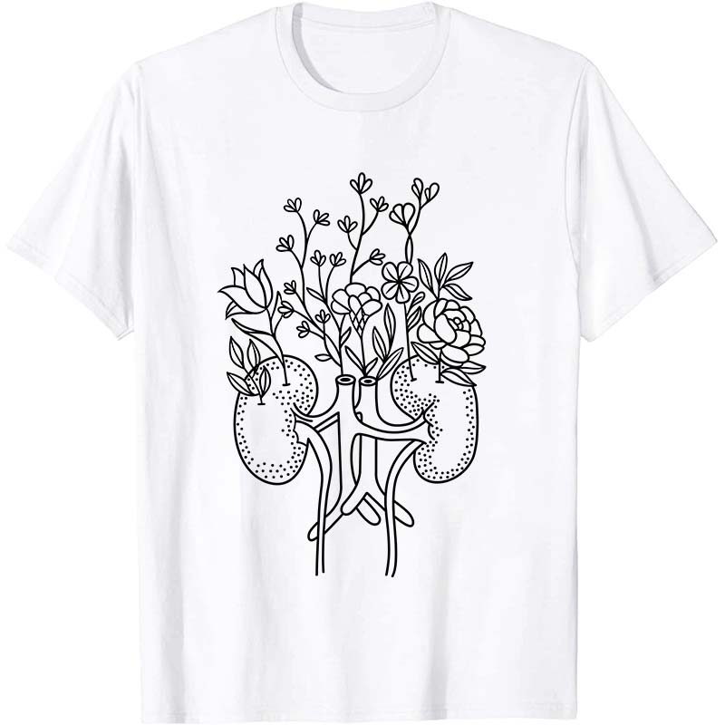 Floral Kidneys Nurse T-Shirt