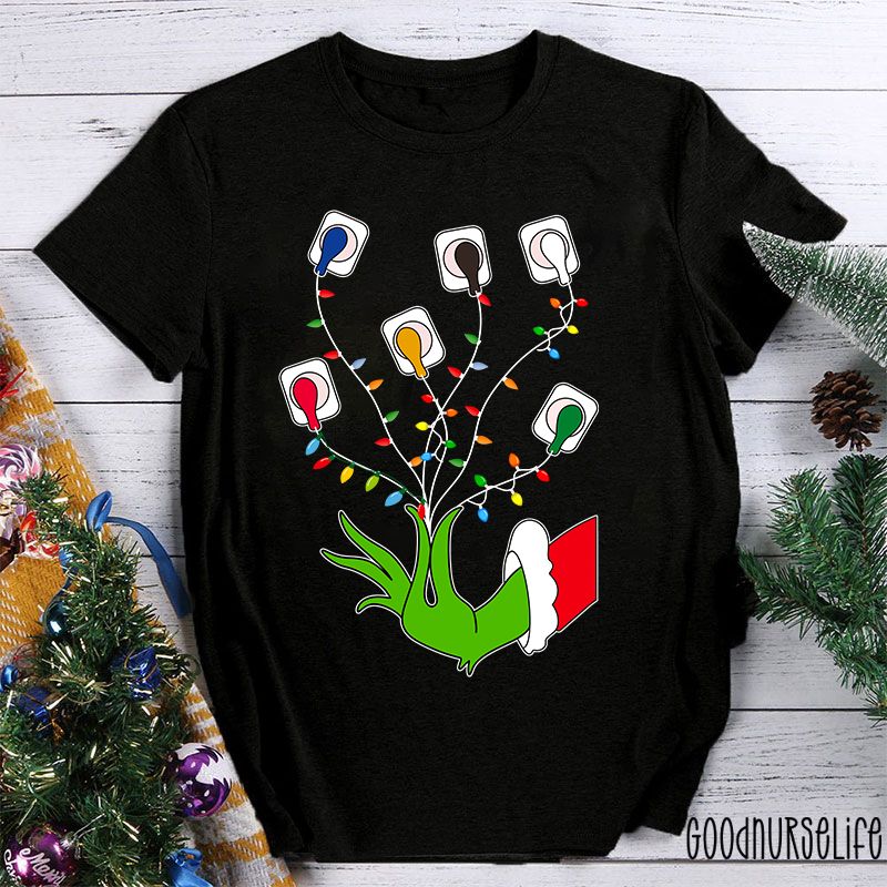 Christmas Lights EKG Nurse T-Shirt