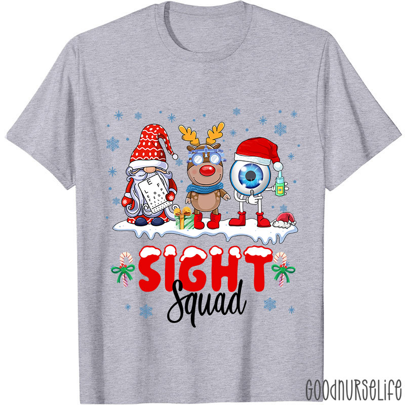 Christmas Sight Squad Gnome Reindeer Eyeball Nurse T-Shirt