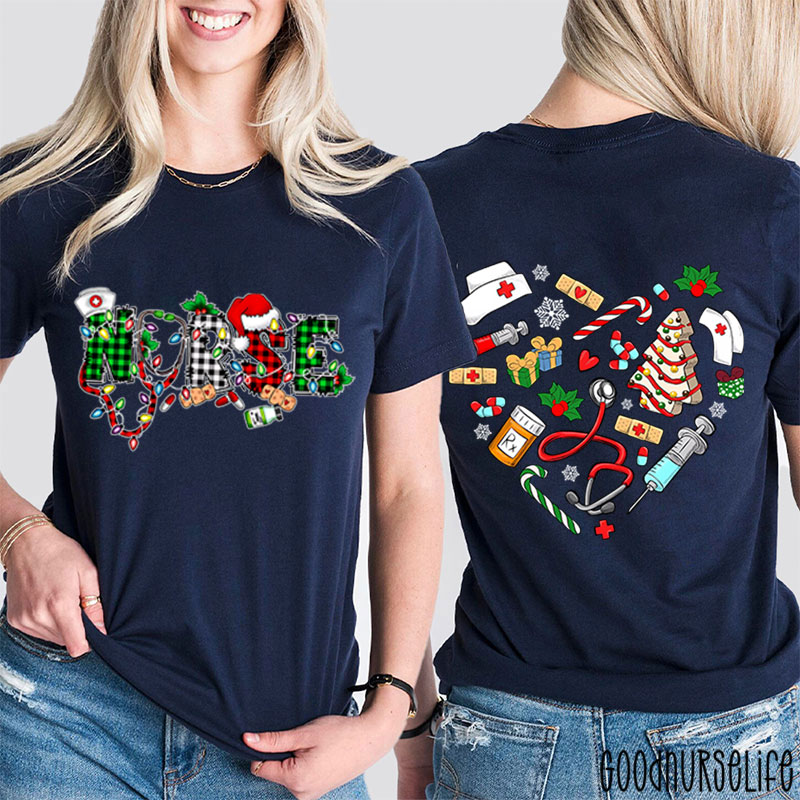 Merry Christmas Nurse Two Sided T-Shirt