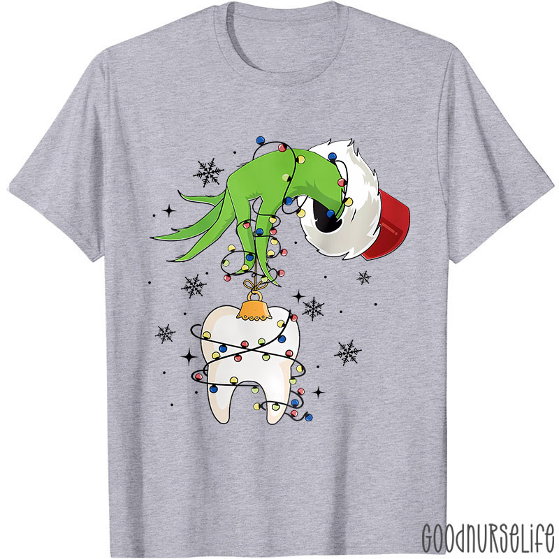Funny Christmas Lights Tooth Nurse T-shirt