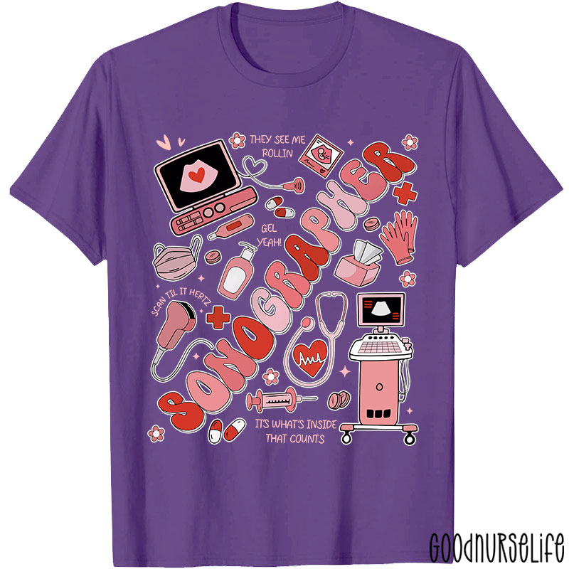 Valentine's Day Sonographer Ultrasound Tech Nurse T-Shirt