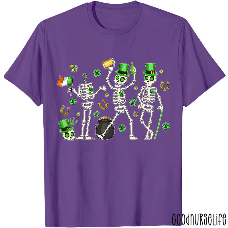 Lucky Skeleton Leprechauns Nurse T-Shirt