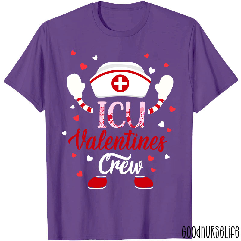 Personalized Department ICU Valentines Crew Nurse T-Shirt