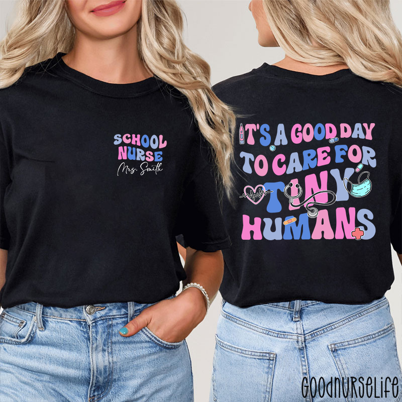 Personalized Name School Nurse Two Sided T-Shirt