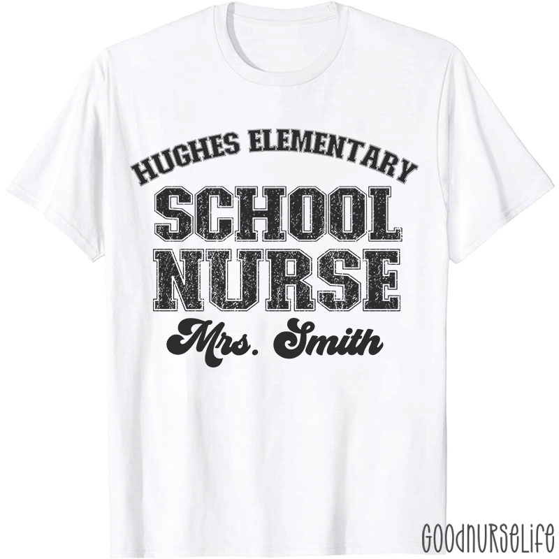 Personalized Retro Style School Nurse T-Shirt