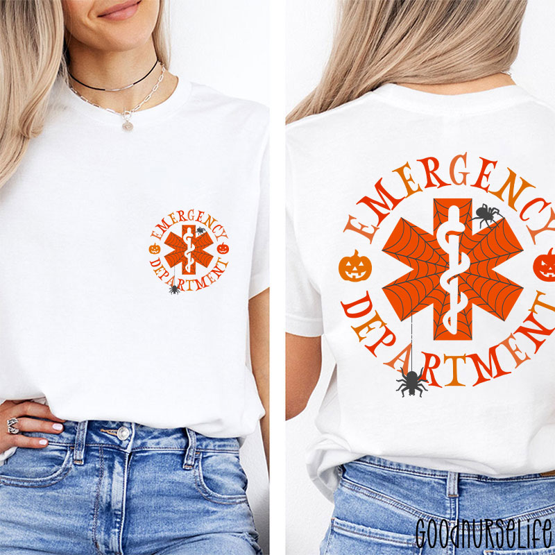 Spooky Season And Emergency Department Nurse Two Sided T-Shirt