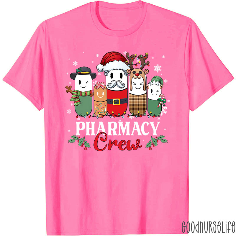 Christmas Pharmacy Crew Festive Pill Character T-Shirt