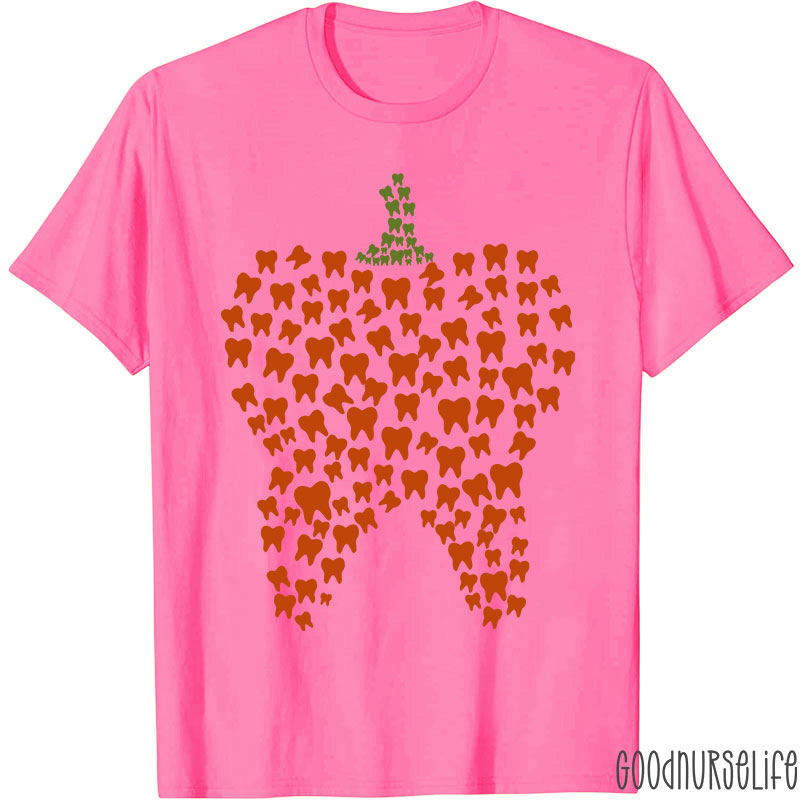 Halloween Pumpkin Typography Teeth T-Shirt