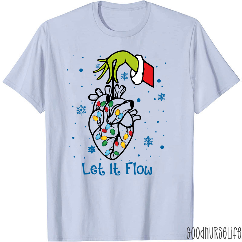 Cardiac Christmas Let It Flow Heart  Nurse T-Shirt