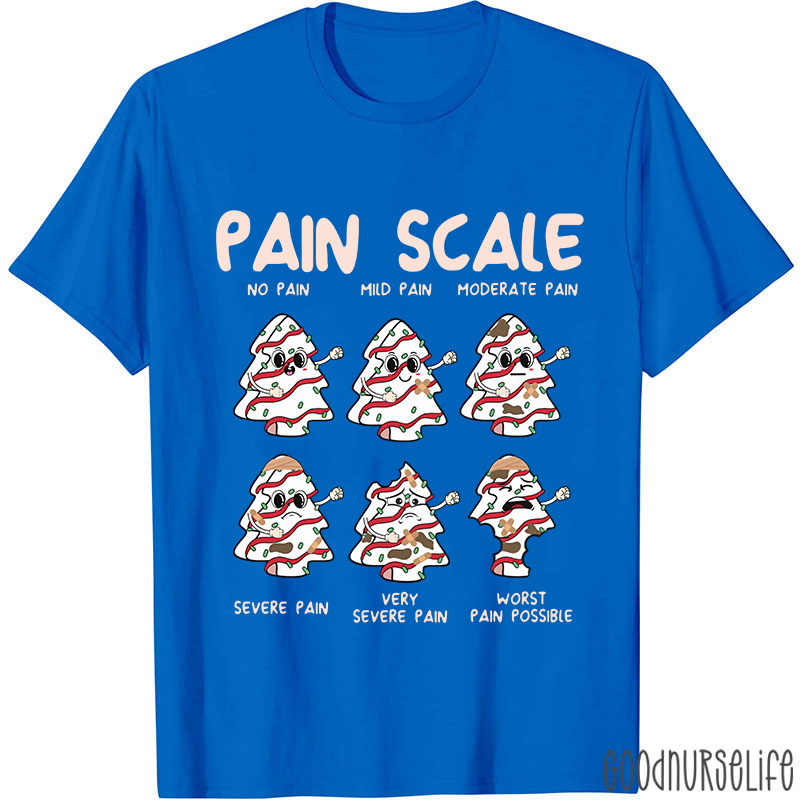 Funny Pain Scale Christmas Nurse T-shirt