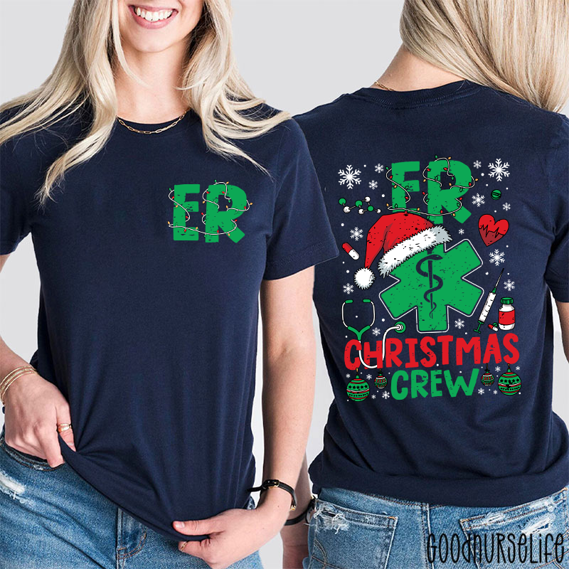 Festive Emergency Department Holiday Two Sided T-Shirt