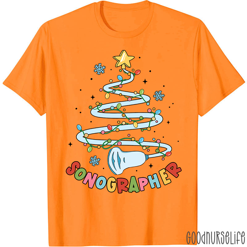 Sonographer Christmas Tree Nurse T-shirt