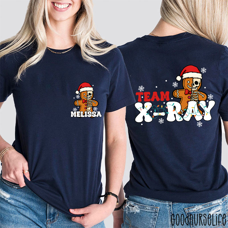 Personalized Skeleton Gingerbread Team X-Ray Two Sided T-Shirt