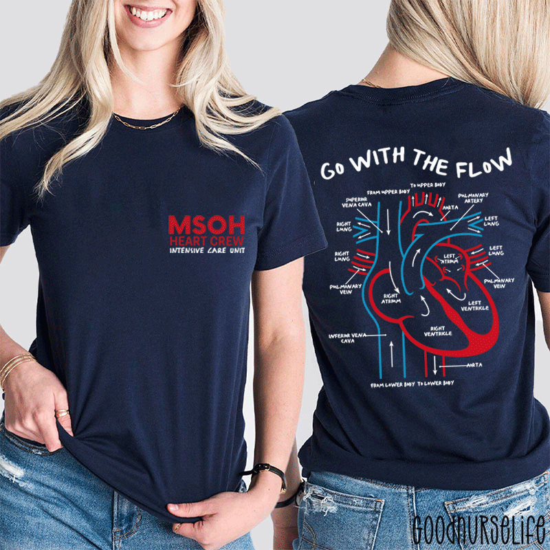 Personalized Cardiac Flow Diagram Nurse Two Sided T-Shirt