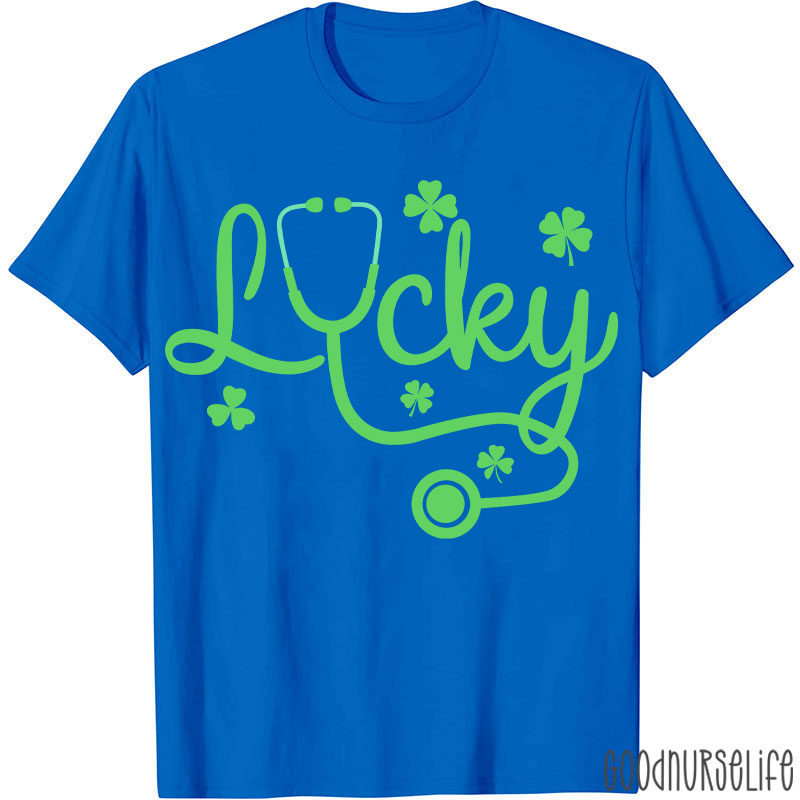Lucky Stethoscope Four Leaf Clover Nurse T-Shirt