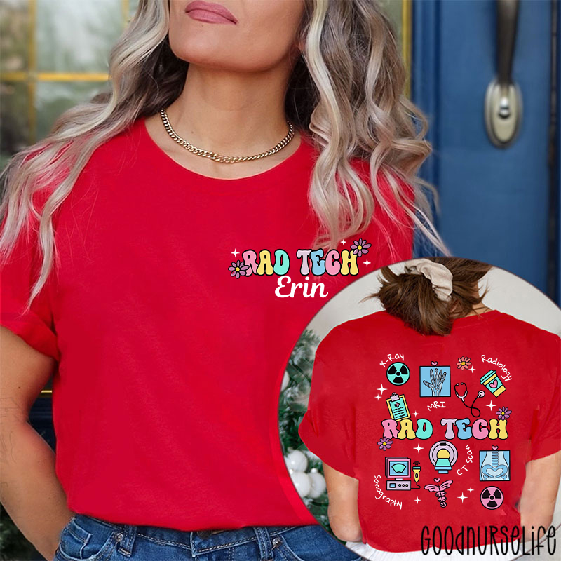 Personalized Radiology Tech Icon Radiology Two Sided T-Shirt
