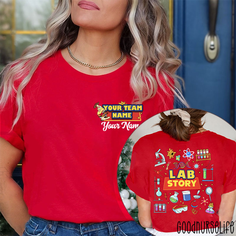 Personalized Name LAB Story Laboratory Stuffs Two Sided T-Shirt