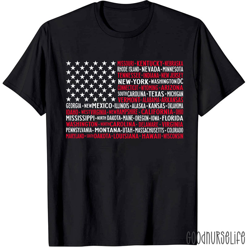 Vintage American Flag 4th Of July Nurse T-Shirt