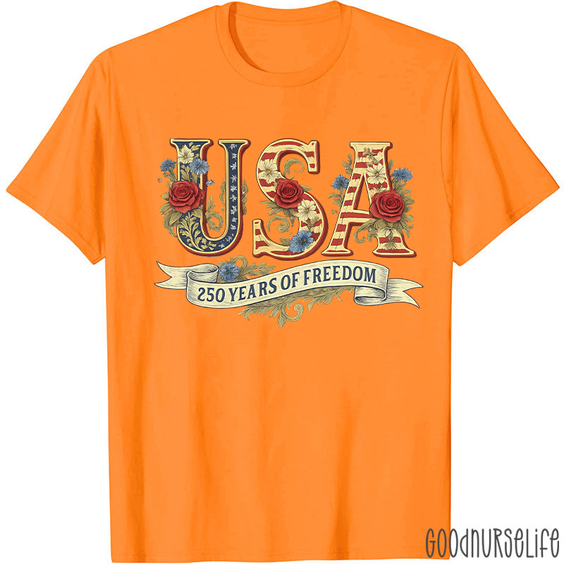 Usa 250 Years Of Freedom Nurse T-Shirt