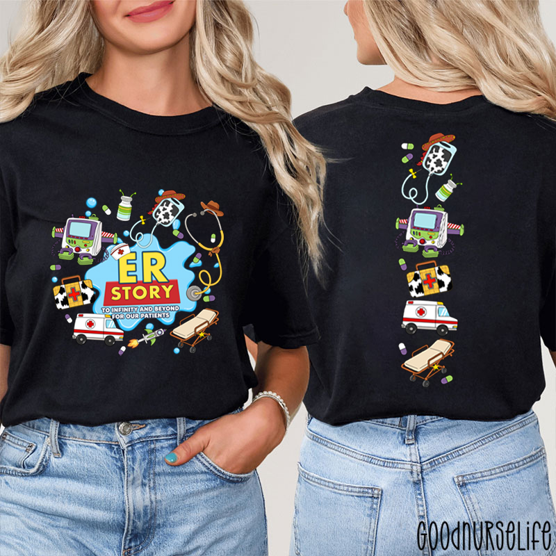 Medical Doodle Front And Back Nurse Two Sided T-Shirt