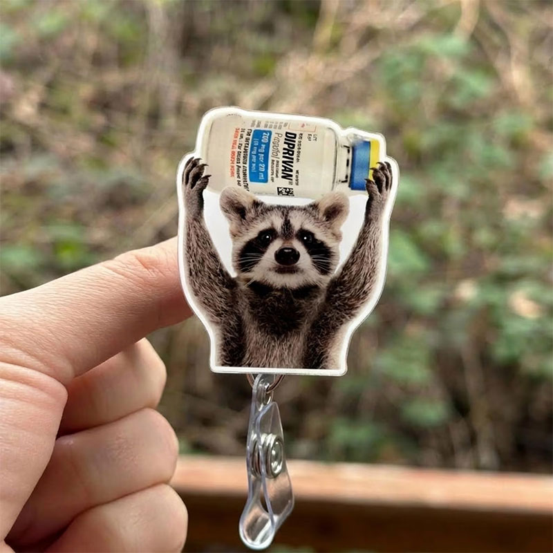 Funny Raccoon Propofol Nurse Badge Reel