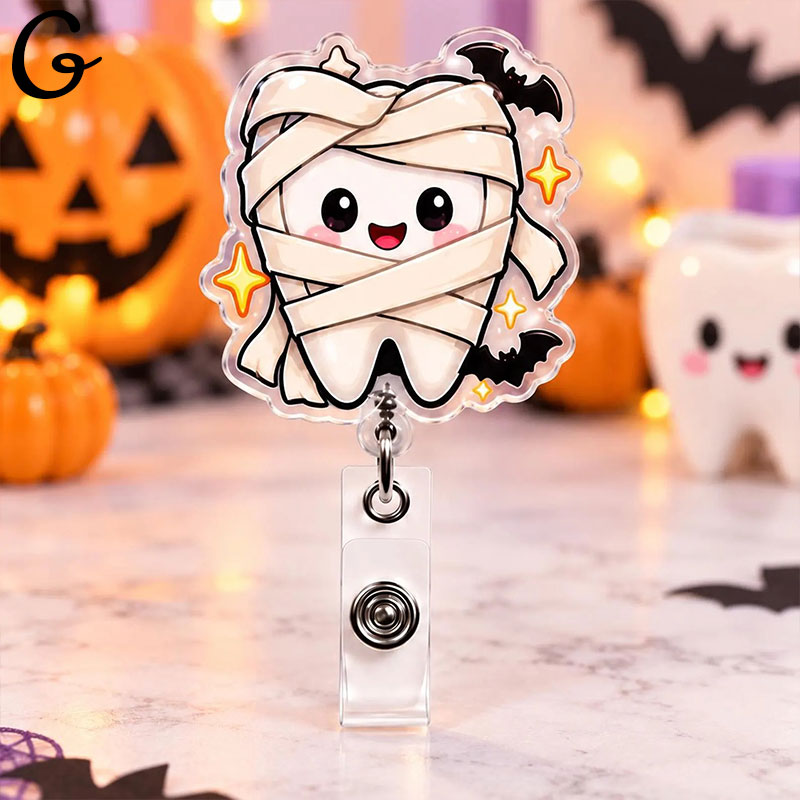 Halloween Vibe Teeth Badge Reel