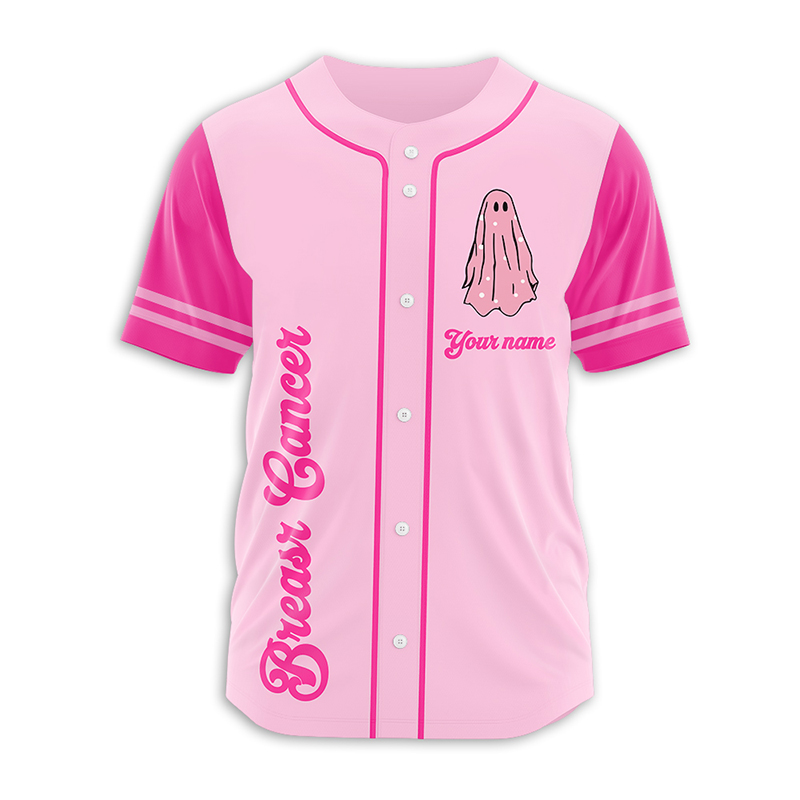 Personalized Name In October We Wear Pink Teacher Baseball Jersey