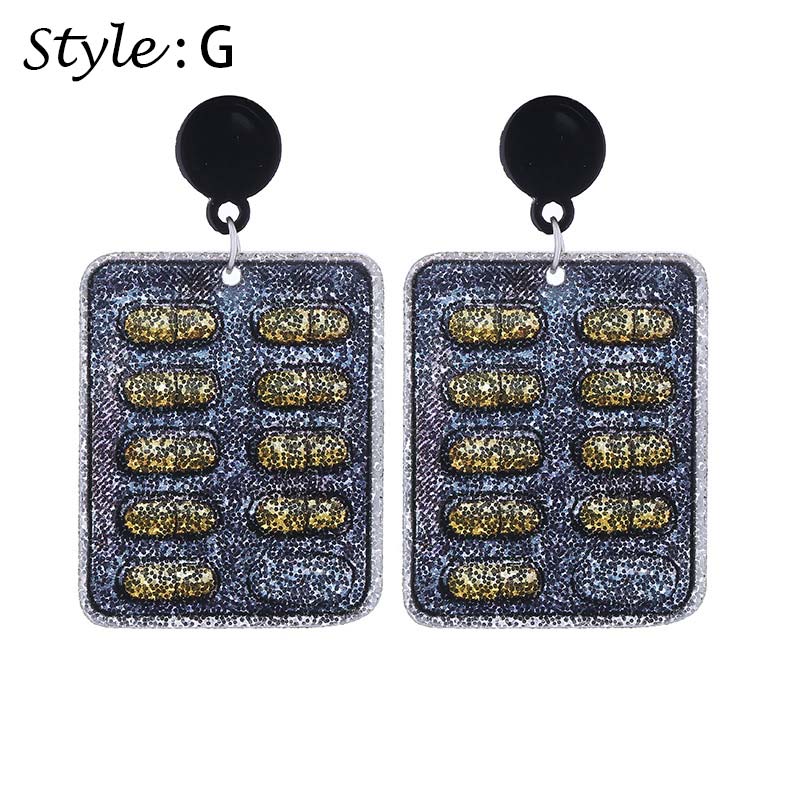 Glitter Pill Nurse Acrylic Earrings