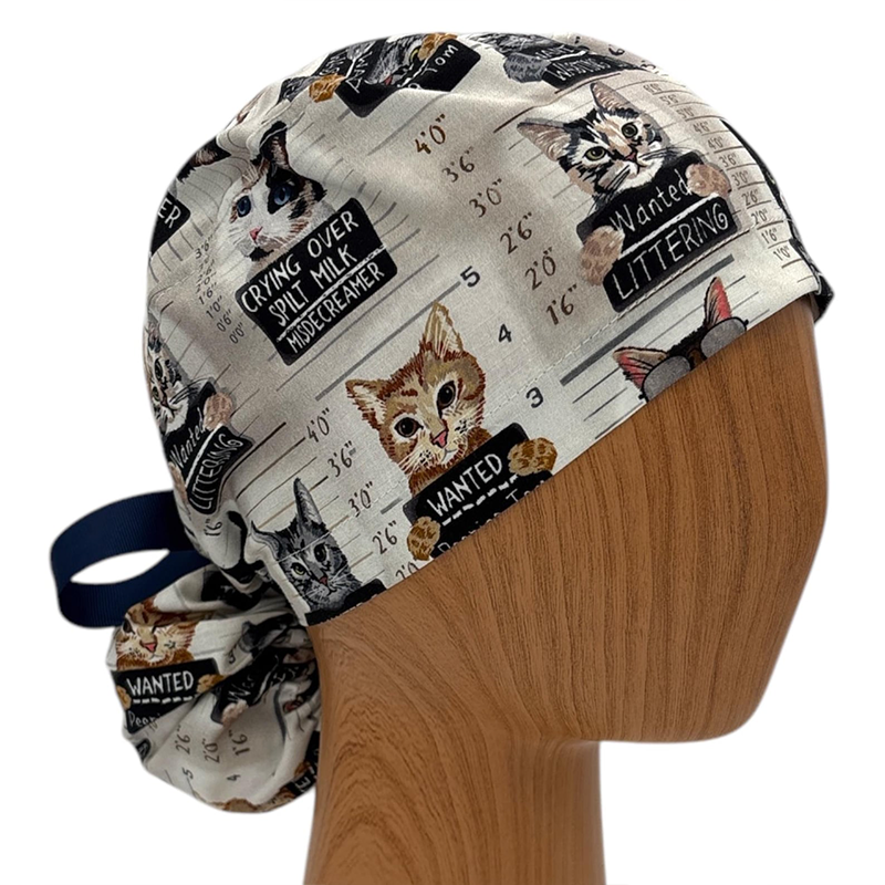 Cat Wanted Poster Pattern Nurse Scrub Cap