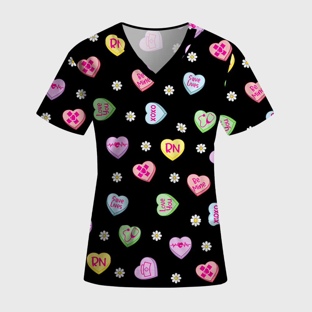 Save Lives Be Mine Cute Heart Antimicrobial Scrubs Sets