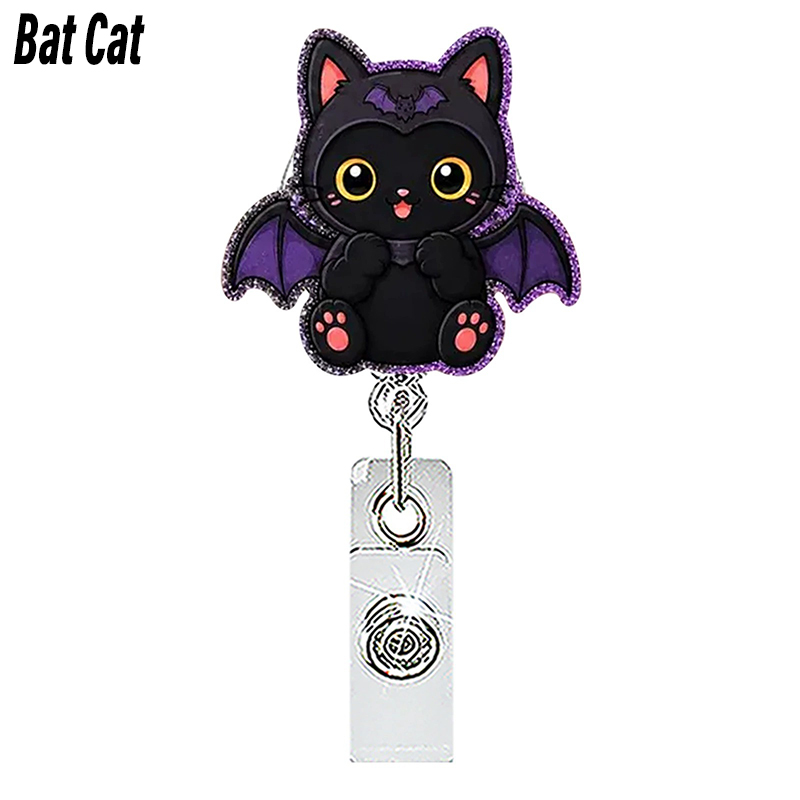 Halloween Cute Black Cat Nurse Badge Reel