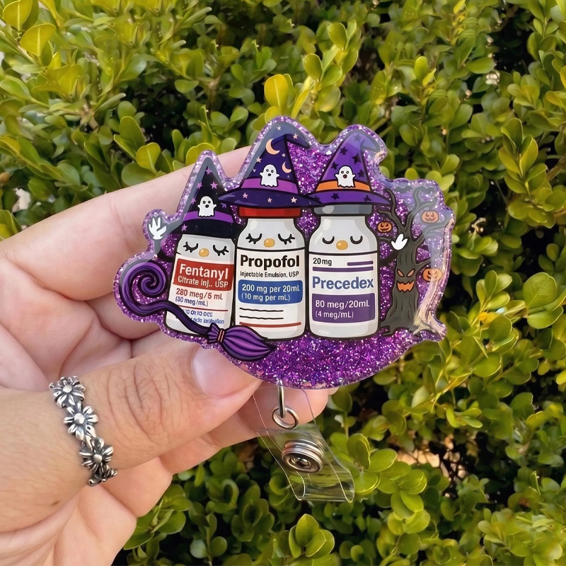 Funny Halloween Vial Badge Reel