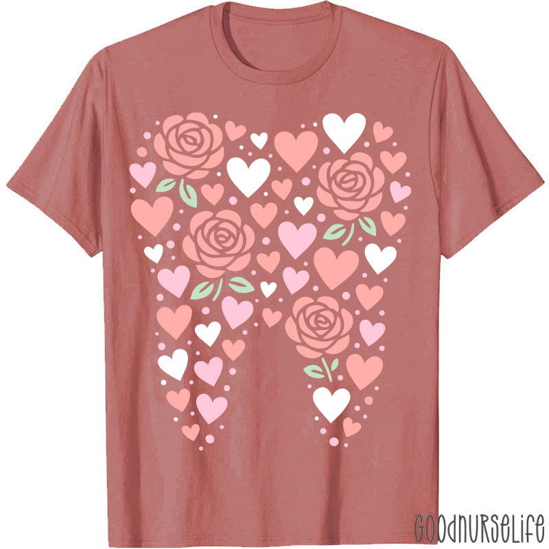 Valentine Rose Tooth Heart T-shirt