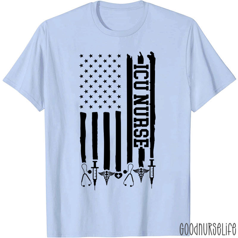 Personalized American Flag Department Nurse T-Shirt